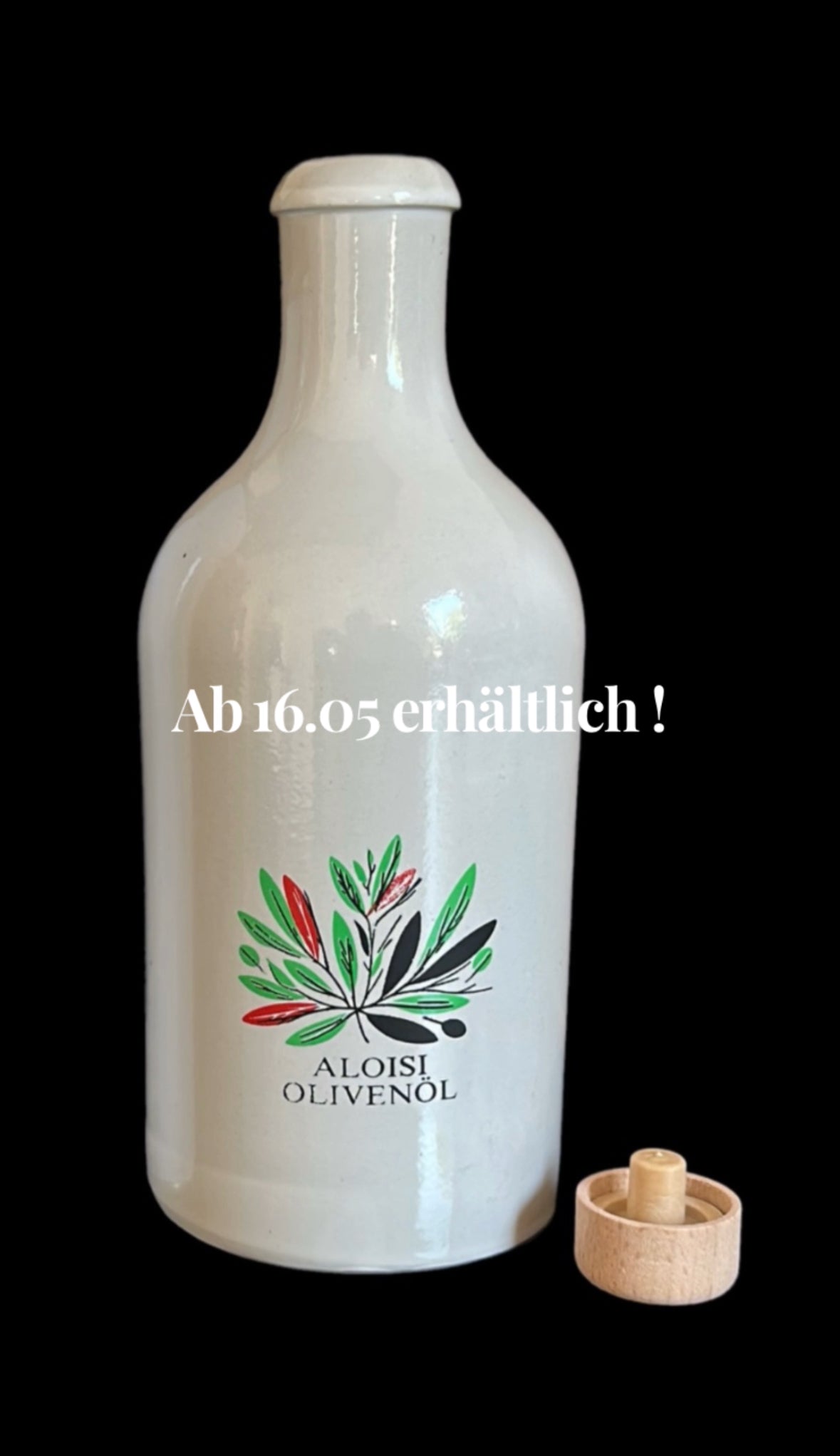 Ölflasche aus Steinzeug (leer) | 500ml | Cremeweiß | mit Ausgießer